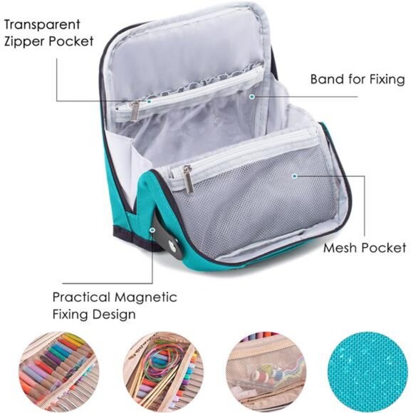 Crochet Hook Case Empty - Crochet Hook Organizer Case Stand Up Unique Design - Picture 4 of 7